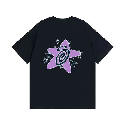 STUSSY COLORFUL STARS TEE BLACK