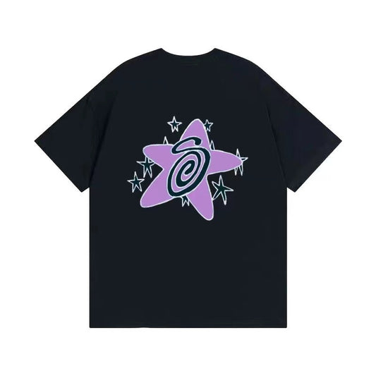 STUSSY COLORFUL STARS TEE BLACK