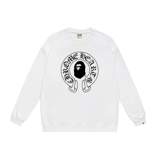 A Bathing Ape Horseshoe Print Hoodie White