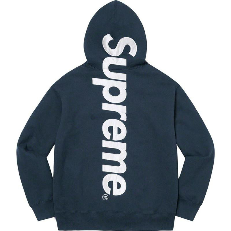Supreme Satin Applique Hooded Sweatshirt Navy