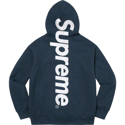 Supreme Satin Applique Hooded Sweatshirt Navy
