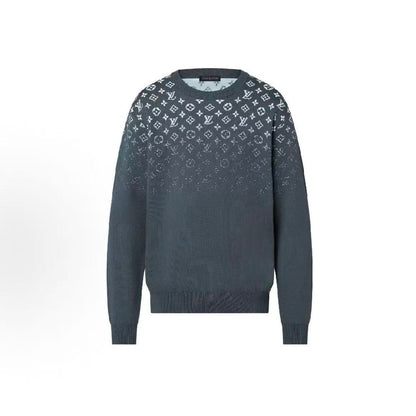 LOUIS VUITTON FW23 Gradient Logo Print Round-neck Sweater for Men-gray