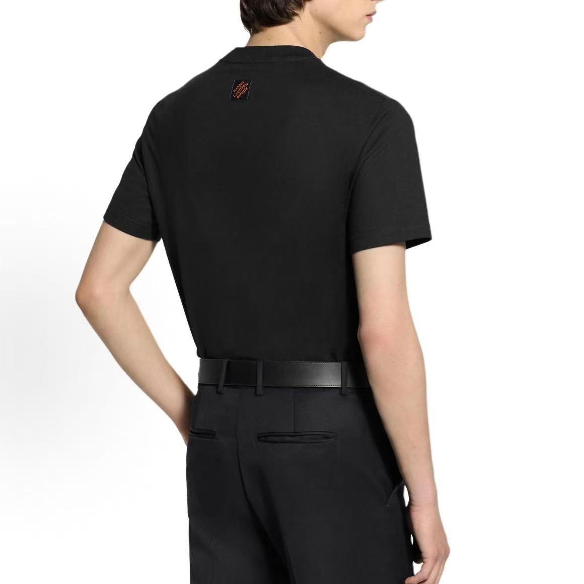 LOUIS VUITTON SS26 Pre-Fall Men's Collection: Crewneck Short-Sleeve T-Shirt with Beaded Logo Embroidery on Chest