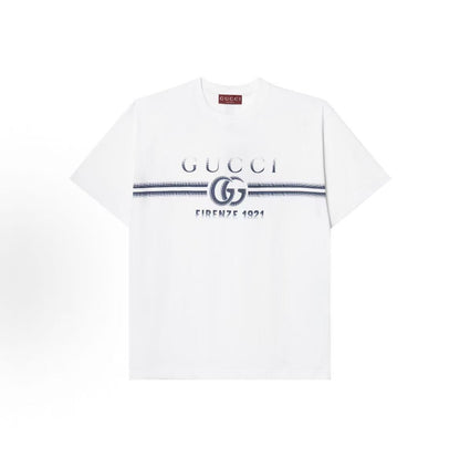 GUCCI Gucci Lido Logo Lettered Stripe Printed Round Neck Short-Sleeved T-Shirt for Men