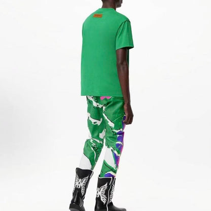 LOUIS VUITTON Solid-color Logo Logoed Round-neck Short-sleeved T-shirt for Men - Green
