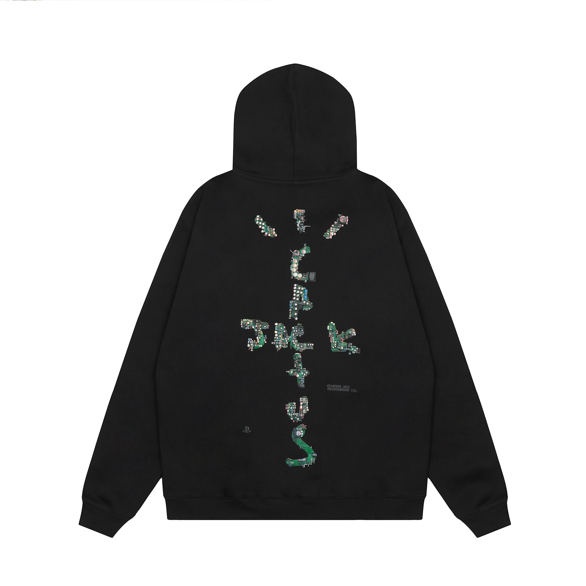 Travis Scott Logo Print Hoodie Black
