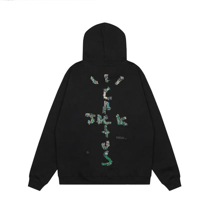 Travis Scott Logo Print Hoodie Black