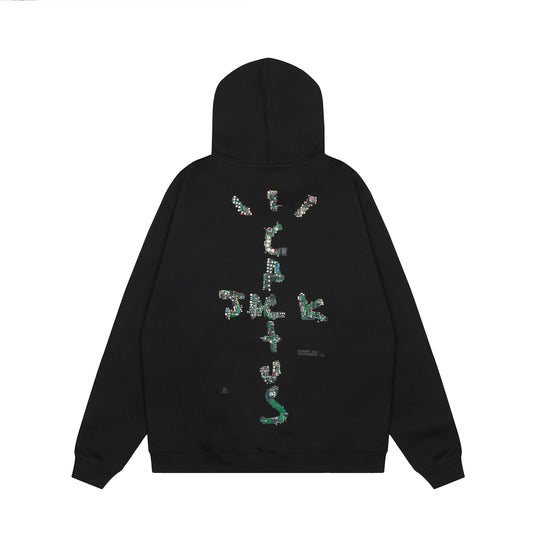 Travis Scott Logo Print Hoodie Black