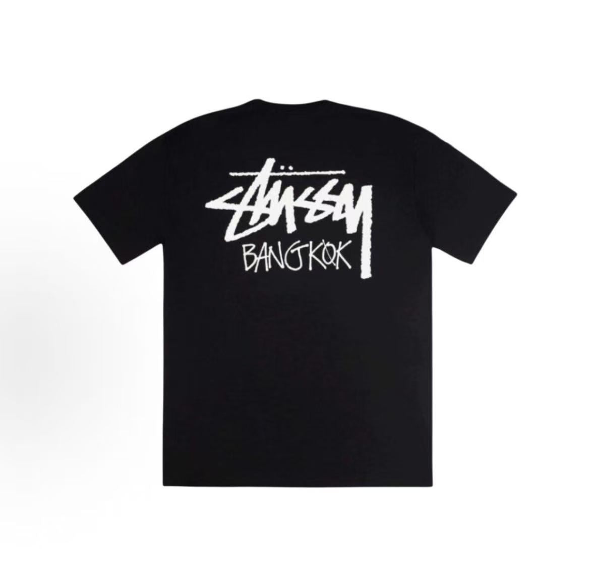 Stussy Spring/Summer 2025 Collection Stussy Exclusive Bangkok T-Shirt in Black - A comfortable and casual short-sleeved T-shirt with letter print on the back, available for both men and women.