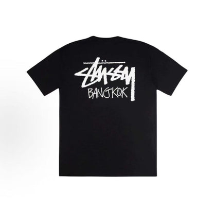 Stussy Spring/Summer 2025 Collection Stussy Exclusive Bangkok T-Shirt in Black - A comfortable and casual short-sleeved T-shirt with letter print on the back, available for both men and women.