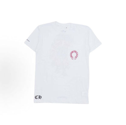 Chrome Hearts Phantom Cross Red Horse Hoof Print T-shirt - Men's and Women's Matching Couple Style