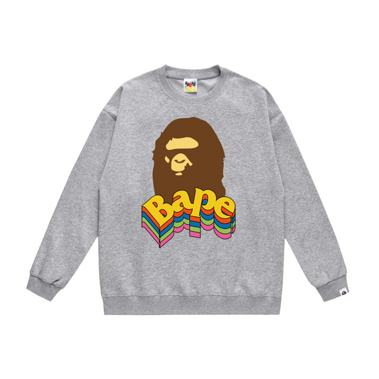 A Bathing Ape Rainbow Letters Print Hoodie Grey