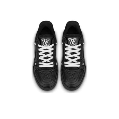 LOUIS VUITTON TRAINER SNEAKER WITH WOOL IN BLACK CALF LEATHER   LSVT124