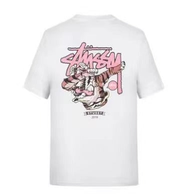 STUSSY TIGER PRINT TEE WHITE