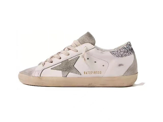 حذاء "GOLDEN GOOSE Super-Star" النسائي باللون الفضي وذيل فضي