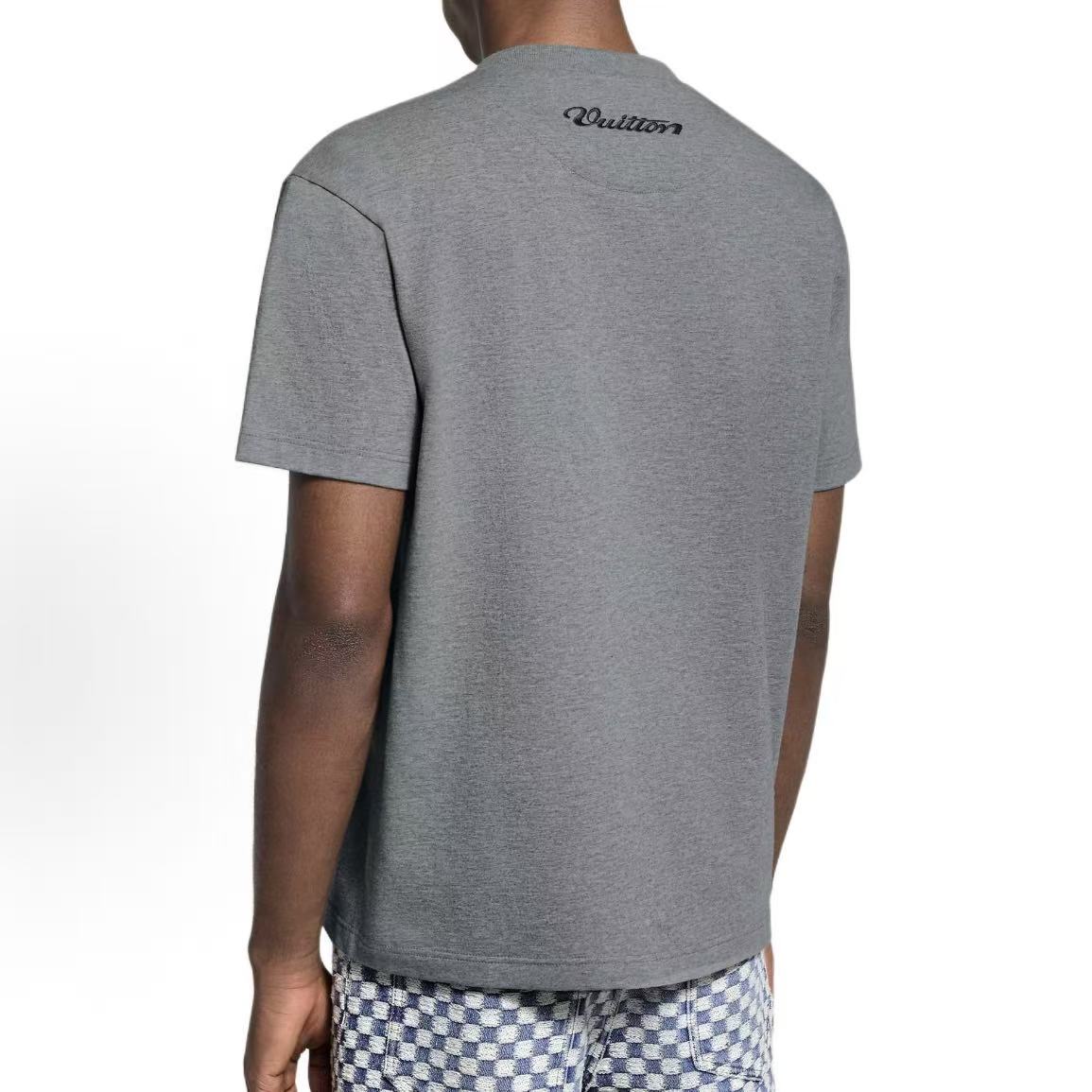 LOUIS VUITTON × Nigo Collaboration Collection - FW25 Silk Embroidered Patch Roundneck T-Shirt for Men