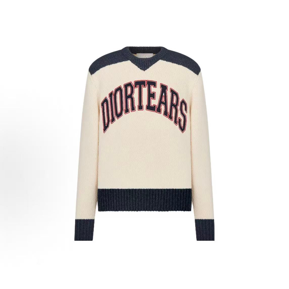 DIOR (Dior) Men's Letter-Print Round-neck Casual Sweater in Beige