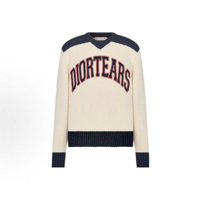 DIOR (Dior) Men's Letter-Print Round-neck Casual Sweater in Beige