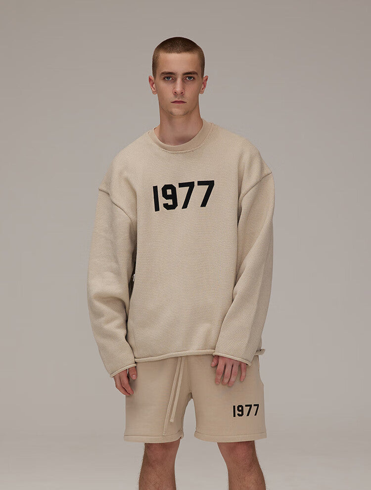 FOG FEAR OF GOD ESSENTIALS 22 1977 flocked crew neck sweater