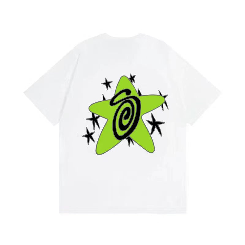 STUSSY COLORFUL STARS TEE WHITE