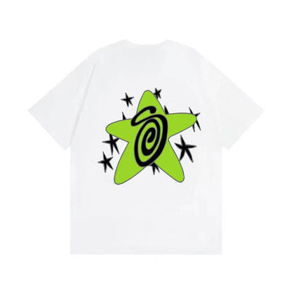 STUSSY COLORFUL STARS TEE WHITE