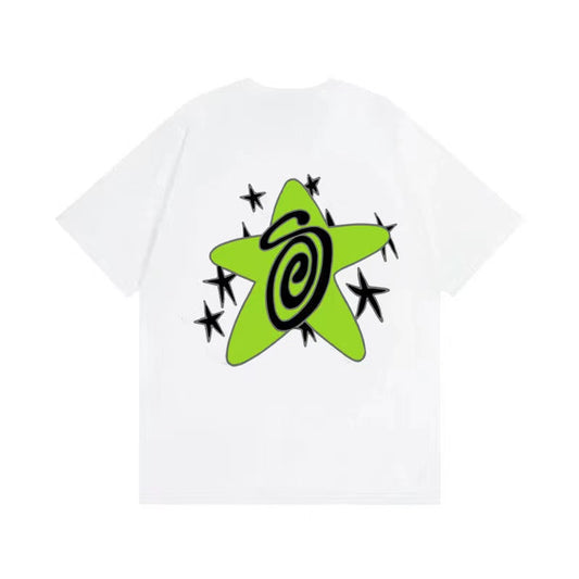 STUSSY COLORFUL STARS TEE WHITE