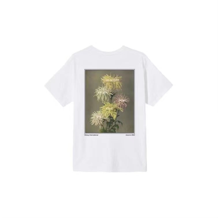 STUSSY CHRYSANTHEMUM PRINT TEE WHITE
