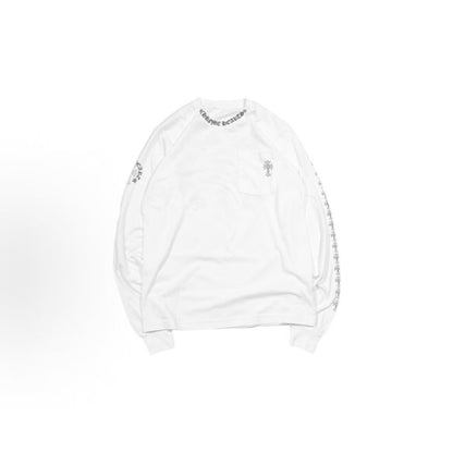 Chrome Hearts Cross Long Sleeve Tee with Hollow Cross Print, Unisex White T-Shirt