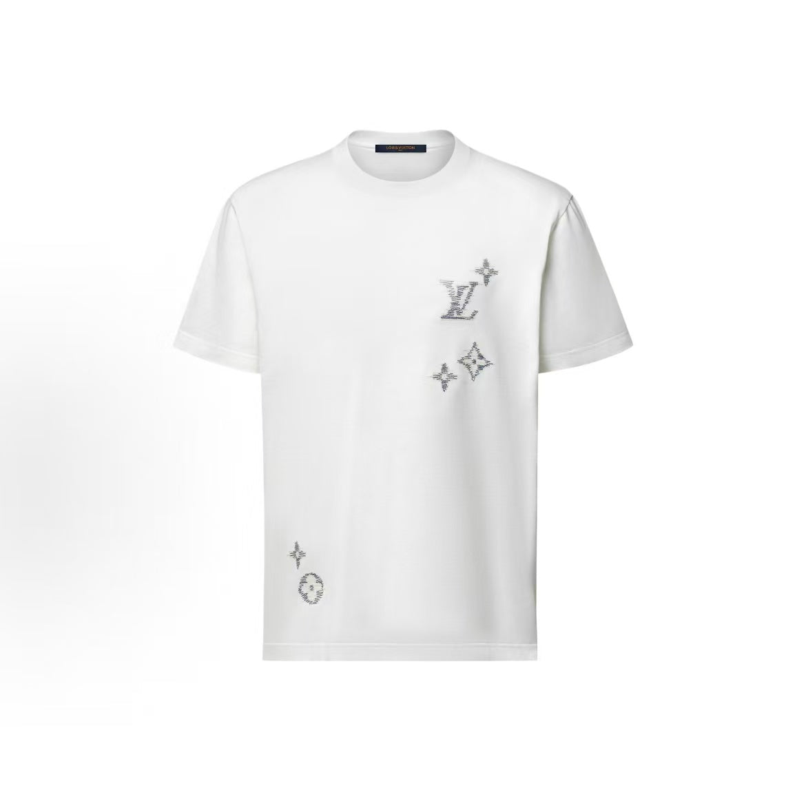 LOUIS VUITTON FW26 Autumn Early Collection Monogram Decorative Embroidery Short-Sleeved Round-Neck Printed T-Shirt for Men - White