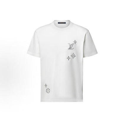 LOUIS VUITTON FW26 Autumn Early Collection Monogram Decorative Embroidery Short-Sleeved Round-Neck Printed T-Shirt for Men - White