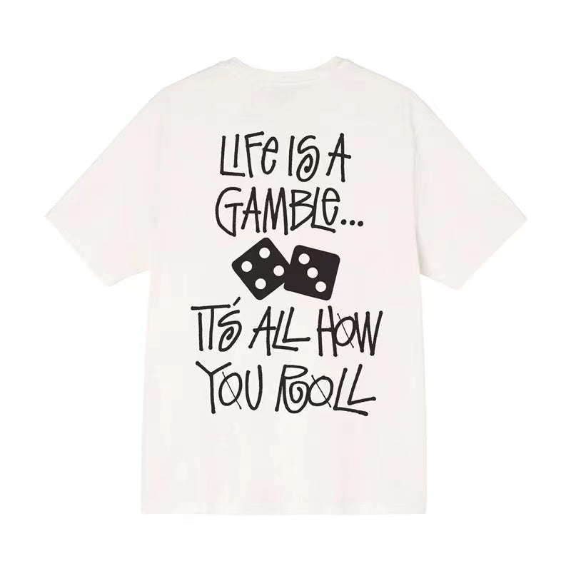 STUSSY LIFE IS A GAMBLE PRINT TEE WHITE