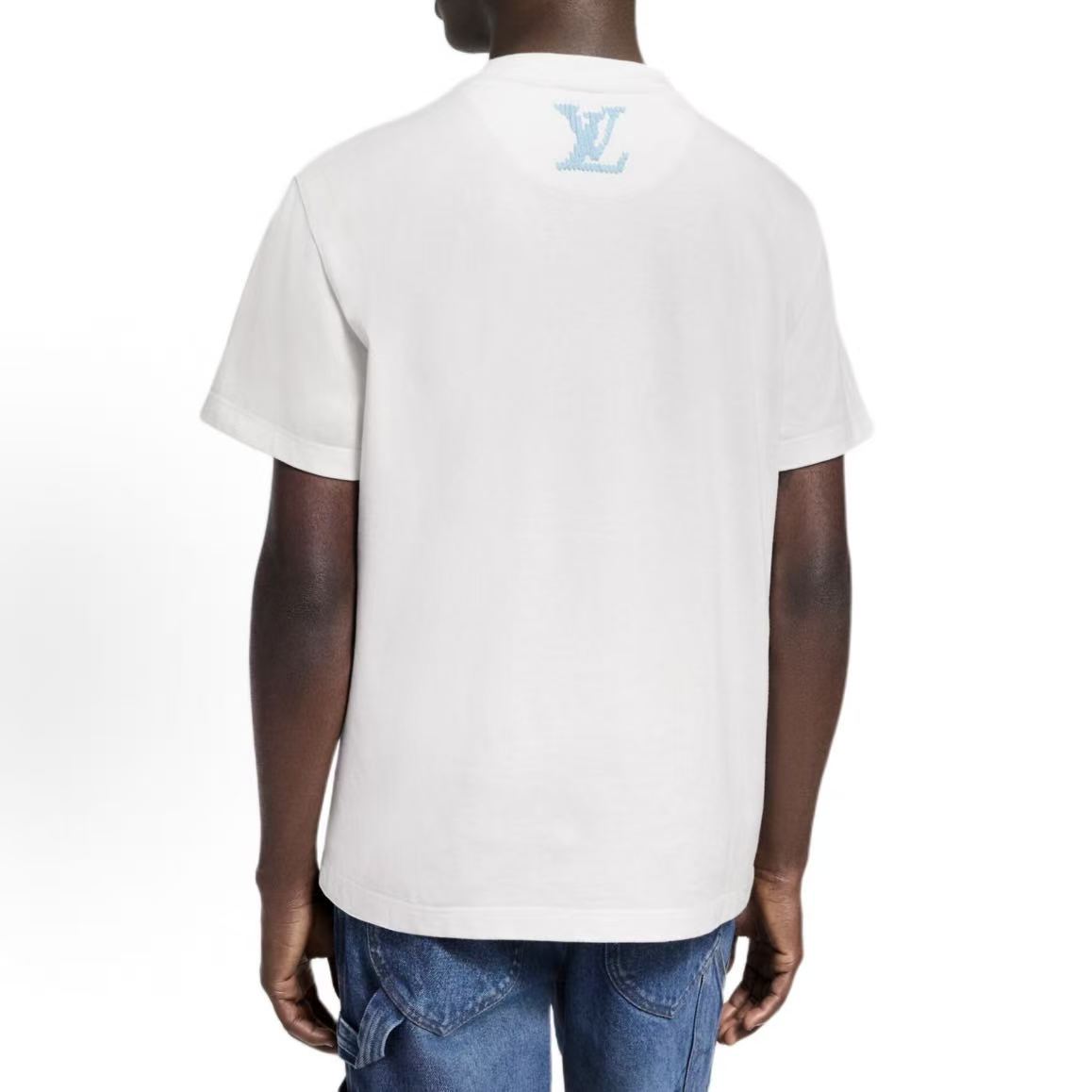 LOUIS VUITTON SS26 Round-neck Letter Embroidery Design T-shirt - Standard Size - Men's Style - White