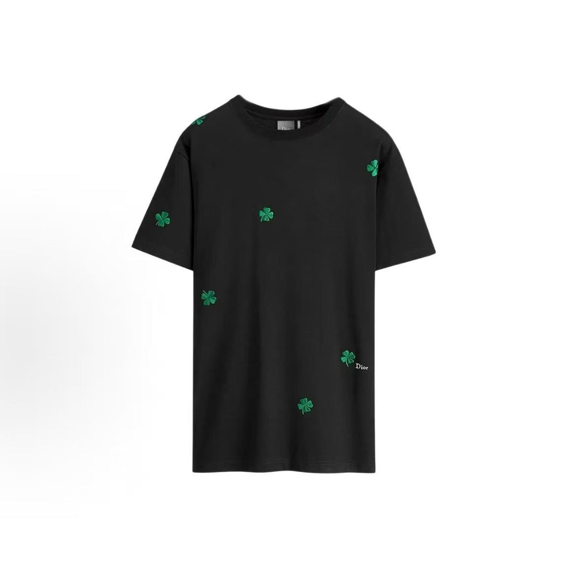 DIOR (Dior) 2026 Fall/Winter Limited Edition Series for Chinese Valentine's Day. Summer. Cotton round-neck T-shirt with four-leaf clover embroidery pattern. Men's style.