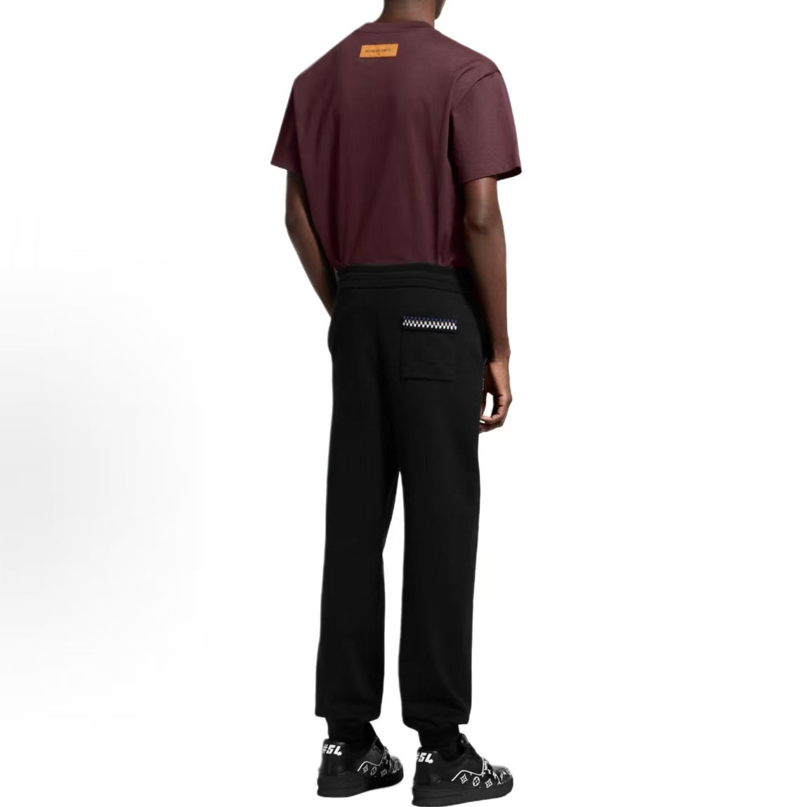 LOUIS VUITTON Embroidered Embossed Classic Organic Cotton Short-Sleeve T-Shirt for Men - Burgundy Red