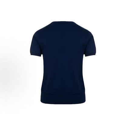 Ralph Lauren SS23 Solid Color Logo Embroidered Roundneck Pullover Short-Sleeve T-Shirt for Women - Blue