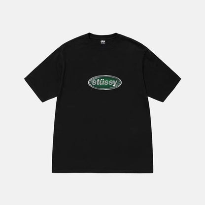 STUSSY OVAL LETTERS TEE BLACK