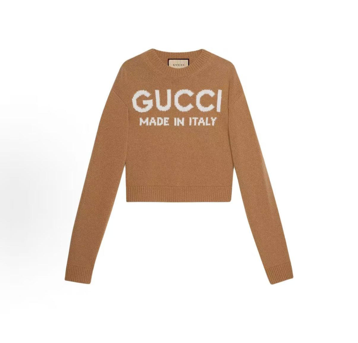 GUCCI 2023 Fall Collection: Plaid Letter Logo Embroidered Casual Round-neck Long-sleeve Sweater for Women - Yellow
