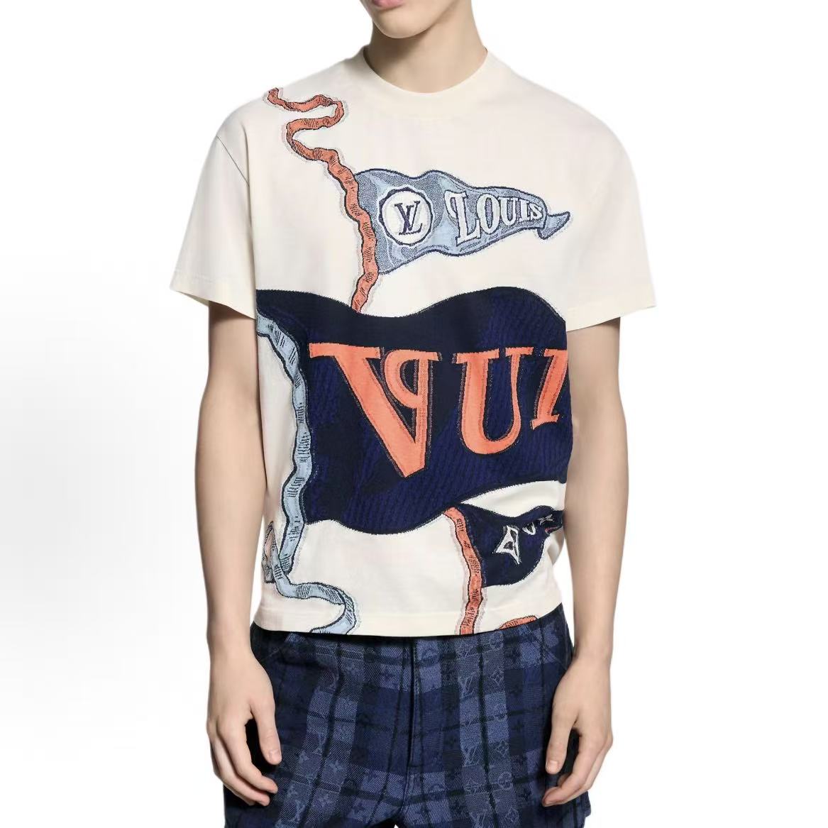LOUIS VUITTON SS26 Printed Round-neck Pullover Short-Sleeve T-shirt for Men