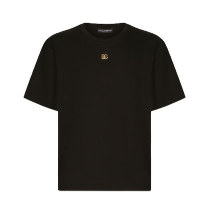 DOLCE & GABBANA COTTON T-SHIRT WITH METALLIC DG LOGO – DT015