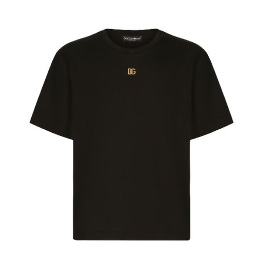 DOLCE & GABBANA COTTON T-SHIRT WITH METALLIC DG LOGO – DT015
