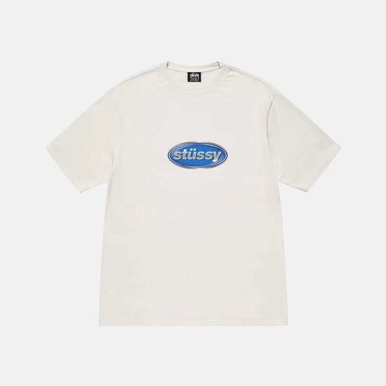 STUSSY OVAL LETTERS TEE WHITE