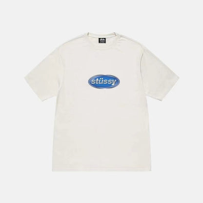 STUSSY OVAL LETTERS TEE WHITE