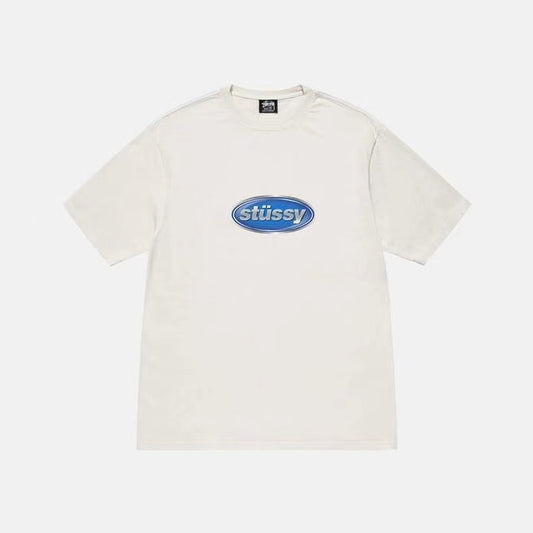 STUSSY OVAL LETTERS TEE WHITE