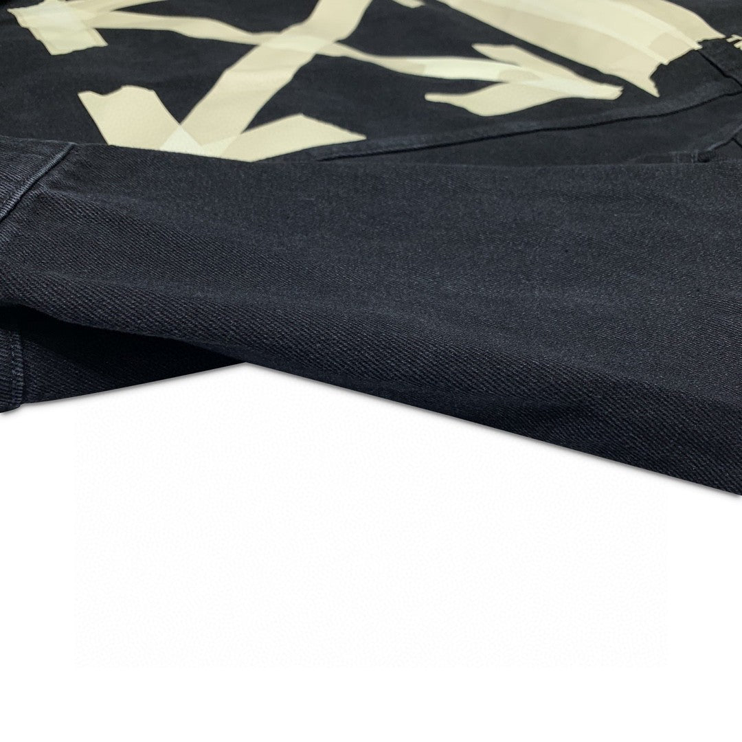 Off-White tape arrow print denim jacket black