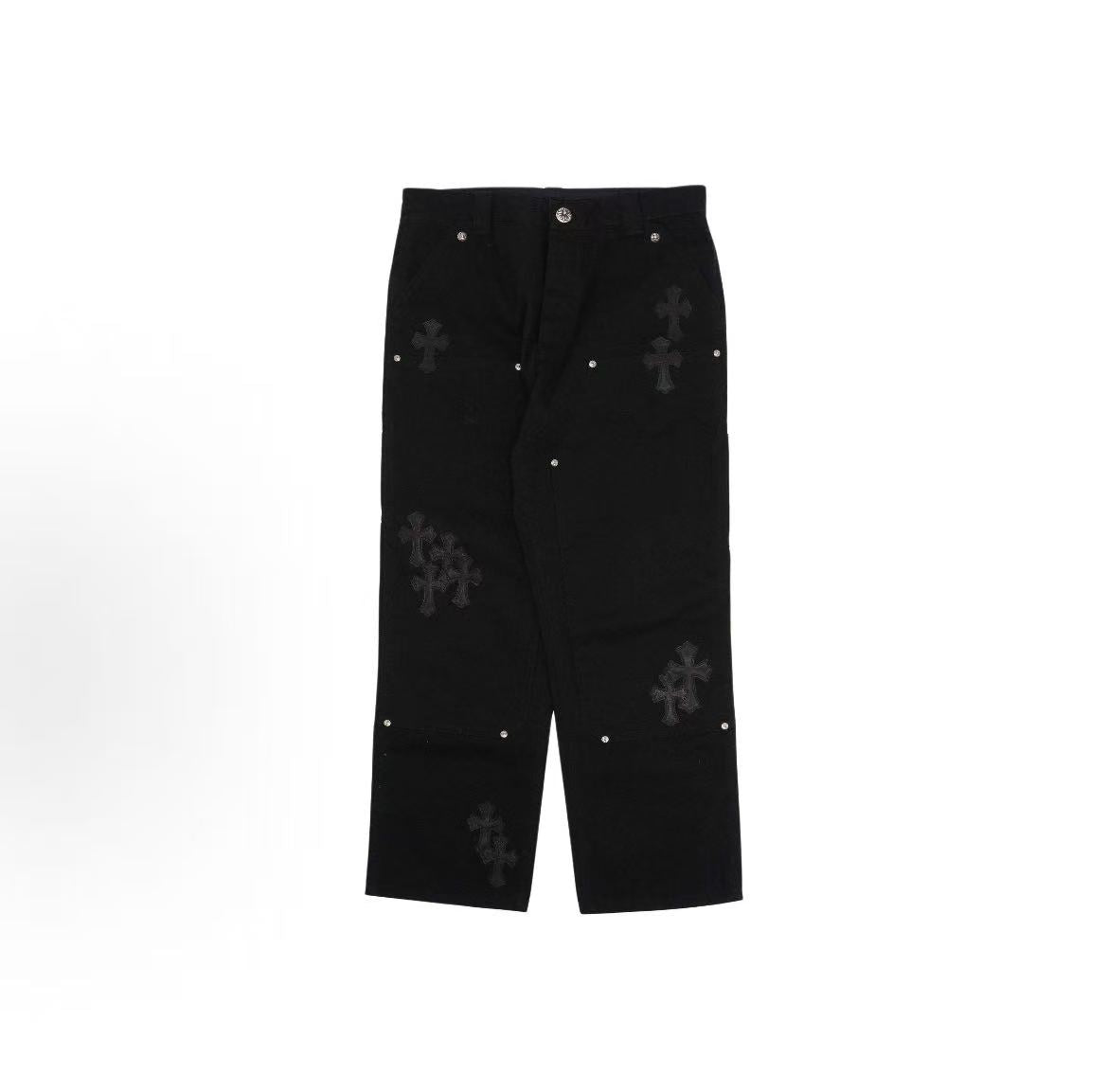 Chrome Hearts  Cross Patch Button Cotton Work Pants Men's Style