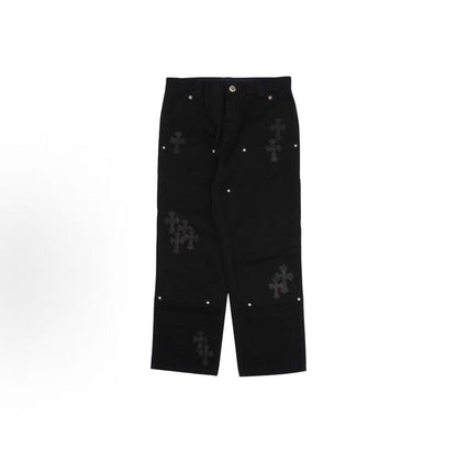 Chrome Hearts  Cross Patch Button Cotton Work Pants Men's Style