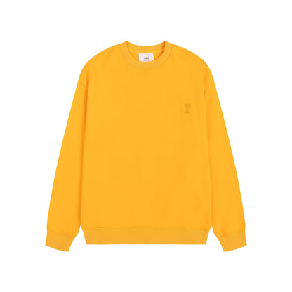 AMI Solid Color Crew Neck Hoodie Orange