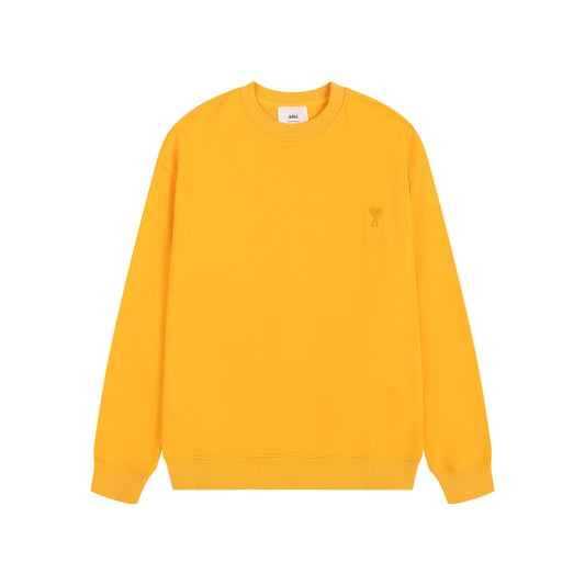 AMI Solid Color Crew Neck Hoodie Orange