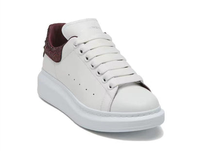 Alexander Mcqueen Women's Oversized Sneaker in White/dark Burgundy