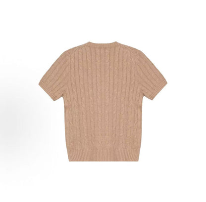 Ralph Lauren SS23 Solid-color Logo Embroidered Casual Knit Shirt - Standard Fit - Women's - Khaki Color